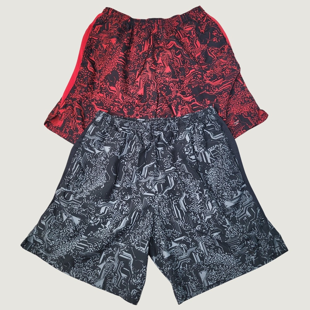 Nike Dri-FIT Mens Basketball Shorts Lot of 2 Red Black Digital Print Size M